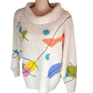 Vintage 80’s CHAUS Popcorn Knit Abstract Art to Wear Pullover‎ Sweater, Medium